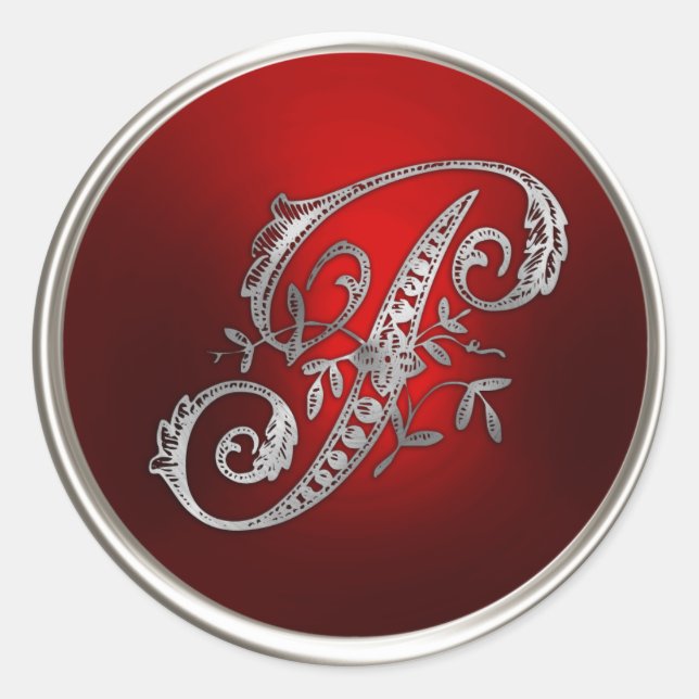 Silver und Red Monogram P Umschlag Aufkleber (Vorderseite)
