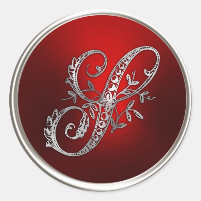 Silver und Red Monogram S Umschlag Aufkleber (Vorderseite)