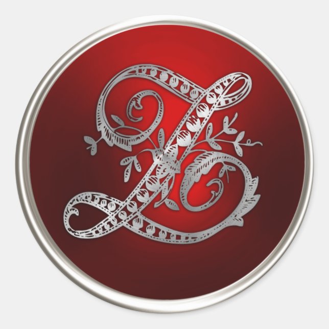 Silver und Red Monogram Z Umschlag Aufkleber (Vorderseite)