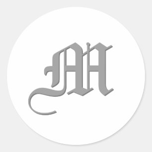 SILVER und WHITE Monogram M Aufkleber - Hochzeitst