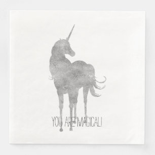 Silver Unicorn Geburtstag Serviette