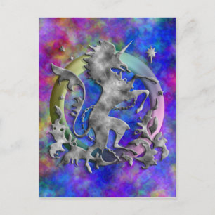 Silver Unicorn Herald Postkarte