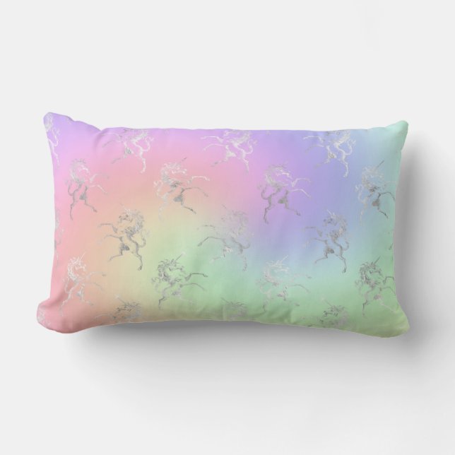 Silver Unicorn Pastel Ombre Lendenkissen (Vorderseite)