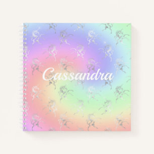 Silver Unicorn Pastel Ombre Monogram Sketchbook Notizbuch