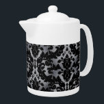 Silver Velvet Teapot<br><div class="desc">Ein Viktorianisches Design sieht so aus,  als ob es aus Samt mit einem silbernen Hintergrund gemacht wäre. Nehmen Sie Tee,  oder legen Sie Ihre Creme in diese und fühlen Sie sich wie eine Königin.</div>