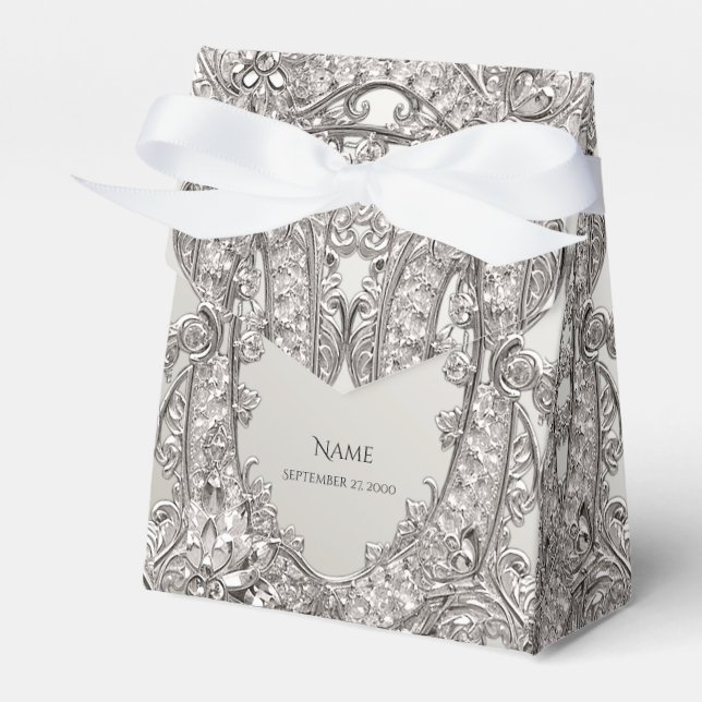 Silver Verziert Modern Fevor Box Geschenkschachtel (Vorderseite)
