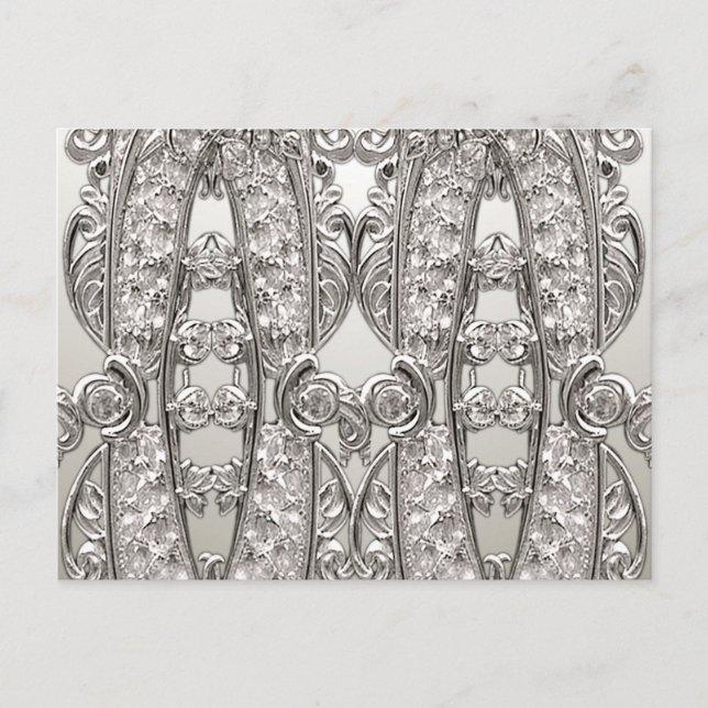 Silver Verziert Modern Postcard Postkarte (Vorderseite)