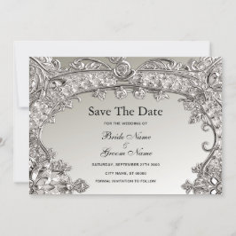 Silver Verziert Modern Save the Date
