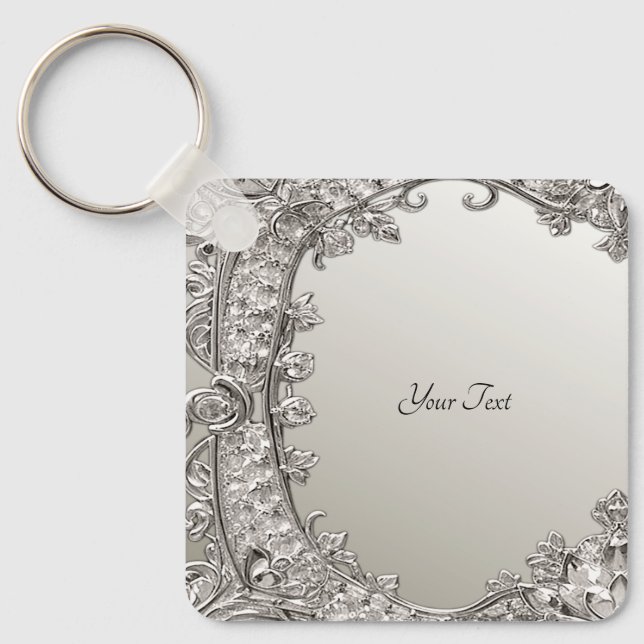 Silver Verziert Modern Schlüsselanhänger (Vorderseite)