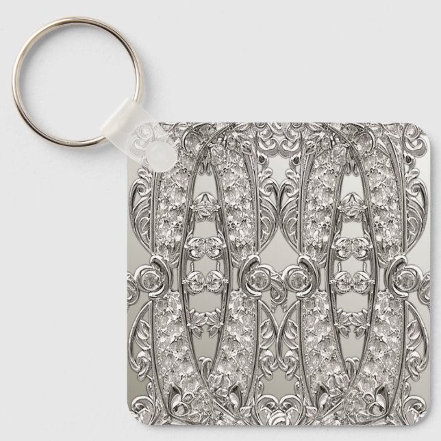 Silver Verziert Modern Schlüsselanhänger (Vorderseite)