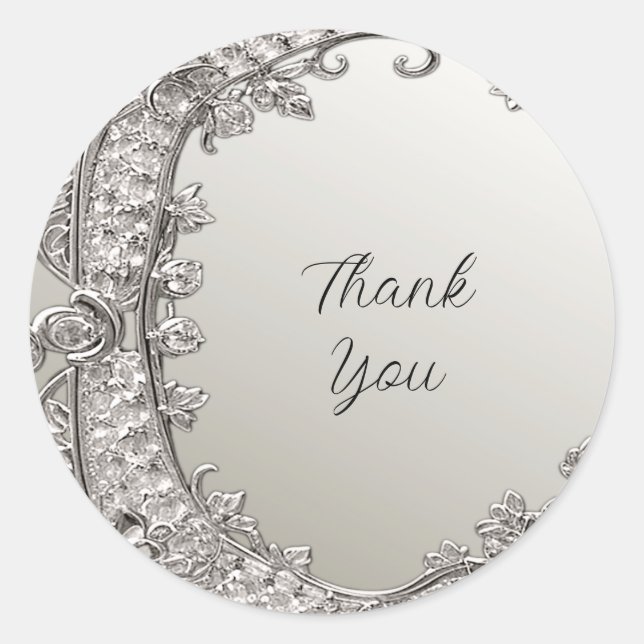 Silver Verziert Modern Wedding Sticker (Vorderseite)