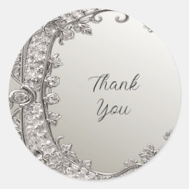 Silver Verziert Modern Wedding Sticker
