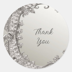 Silver Verziert Modern Wedding Sticker