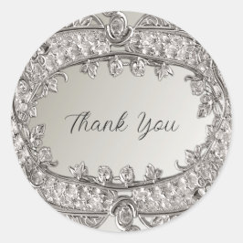 Silver Verziert Modern Wedding Sticker