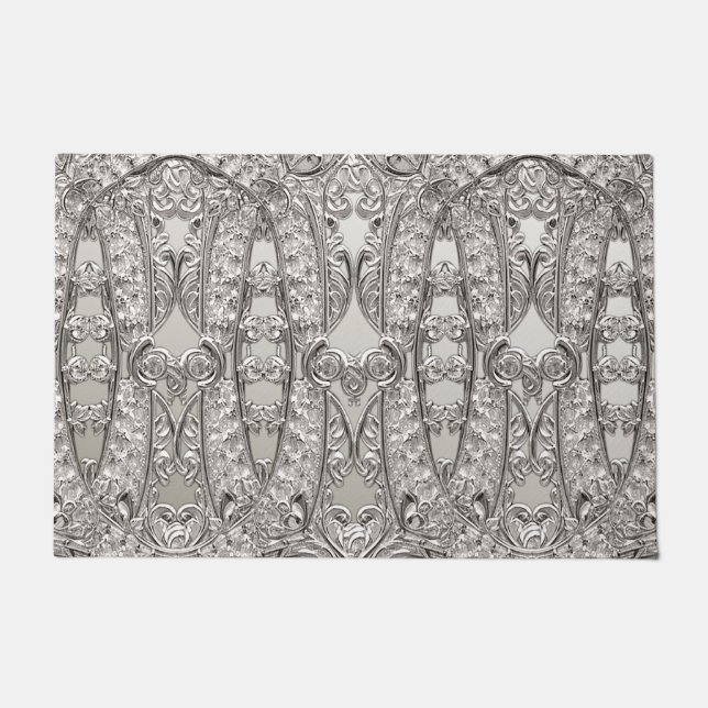 Silver Verziert Moderne Türmatte (Vorderseite)