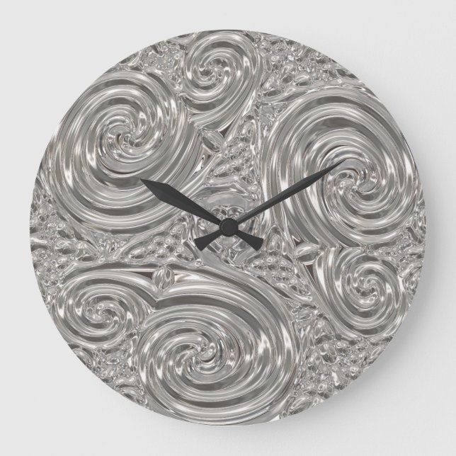 Silver, viktorianisch, neue Art Metallic Look Große Wanduhr (Vorderseite)