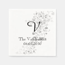 Silver Vines Monogram Wedding Serviette