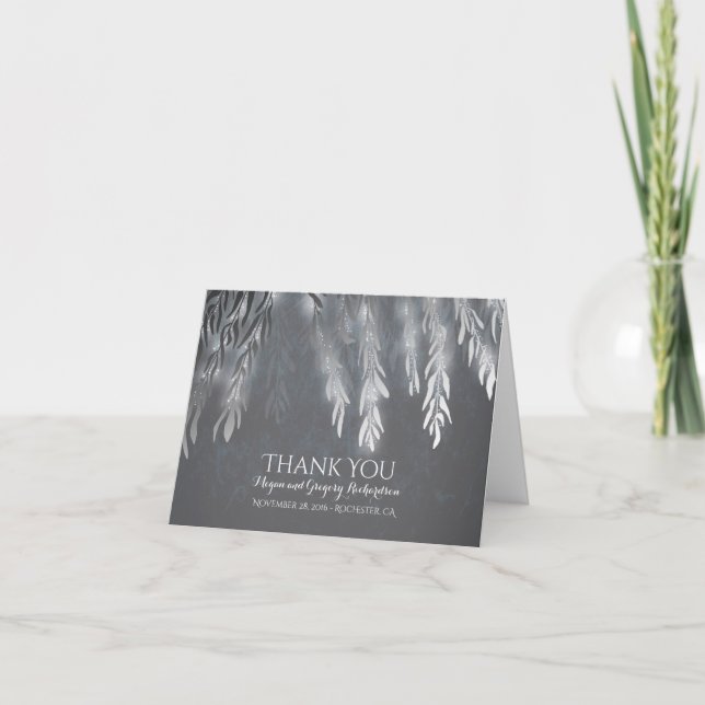 Silver Vintag Willow Tree Wedding Vielen Dank Dankeskarte (Vorderseite)