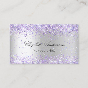 Silver violet Glitzer QR Code Schönheitssalon Visitenkarte