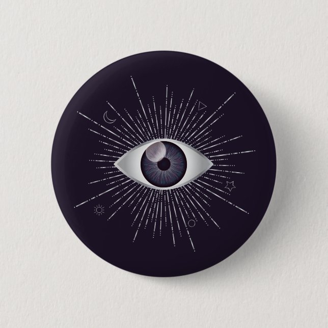 Silver & Violet Mystic Evil Eye Nazar Mati Button (Vorderseite)