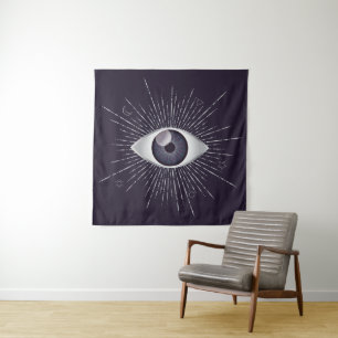 Silver & Violet Mystic Evil Eye Nazar Mati Wandteppich