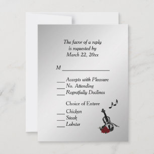 Silver Violin Music UAWG with Entree Choice RSVP Karte