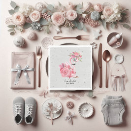 Silver Watercolor Ballerina Flamingo Baby Dusche Serviette