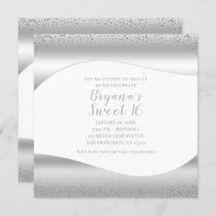 Silver Wave Sparkle Glitzer Luxury Glam Sweet 16 Einladung