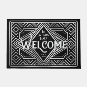 Silver Wedding Anniversary Art Deco Glitzer 25. Fußmatte
