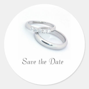 Silver Wedding Bands Save the Date Runder Aufkleber