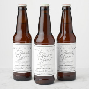 Silver Wedding Beer Bottle Label Danke Bierflaschenetikett