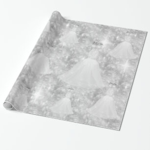 Silver Wedding Dress Bokeh Lights Wrapping Paper Geschenkpapier