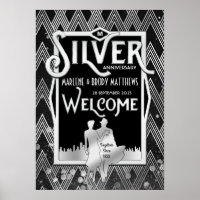 Silver Wedding Jubiläum Art Deco Party Willkommen
