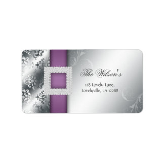Silver Wedding Jubiläum Jewel Lila Adressaufkleber
