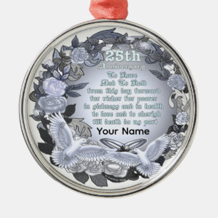 Silver Wedding Jubiläum Premium Round Ornament Aus Metall