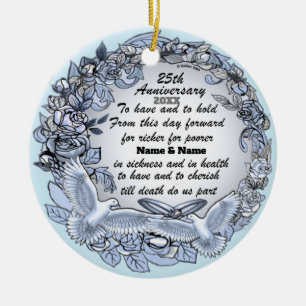Silver Wedding Jubiläumsschmuck Keramik Ornament