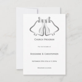 Silver Wedding Program Bells and Ribbon