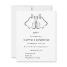 Silver Wedding RSVP Card Glocken und Ribbon