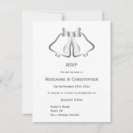 Silver Wedding RSVP Card Glocken und Ribbon Karte