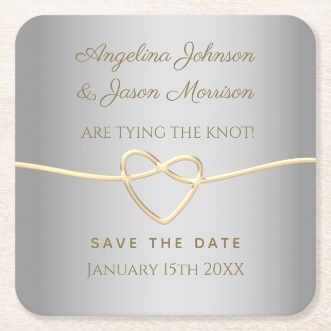 Silver Wedding Save the Date Rechteckiger Pappuntersetzer (Vorderseite)
