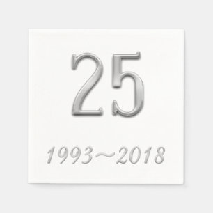 Silver Wedding Typografy zum 25. Jahrestag 2018 Serviette