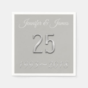 Silver Wedding Typografy zum 25. Jahrestag 2018 Serviette