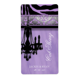 Silver Wedding Wine Label Kronier Zebra Lila
