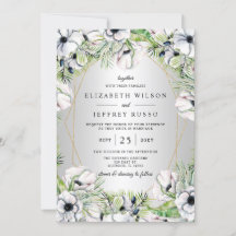 Silver White Anemone Gold Geometric Wedding