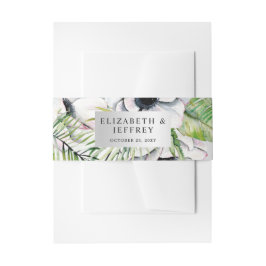 Silver White Anemone Gold Geometric Wedding Einladungsbanderole