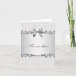 Silver White Baby Dusche Geschenk Dankeschön Karte
