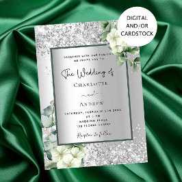 Silver White Bloral eucalyptus elegante Hochzeit Einladung