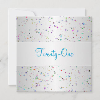 Silver White Color Confetti 21. Geburtstag Einladung