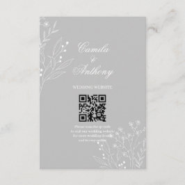 Silver White Corner Floral Boho Wedding Begleitkarte