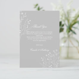 Silver White Corner Floral Boho Wedding Dankeskarte